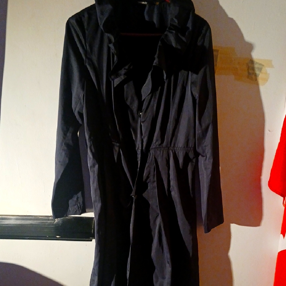 Elegant Black Women's Coat tahari trench coat navy blue size small